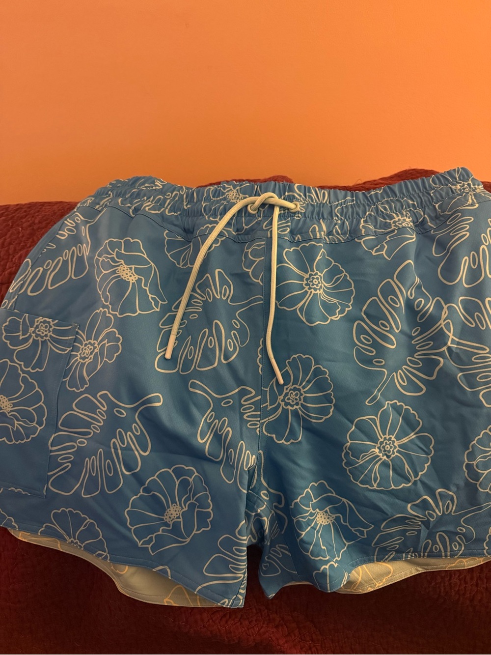 TomboyX Women's Blue Floral Swim Shorts